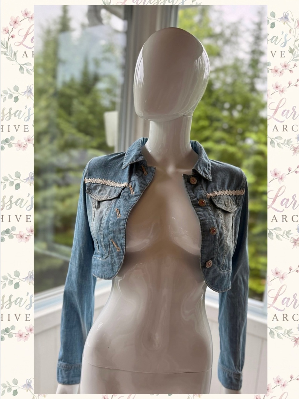 Barbie | 2010s Cropped Corset-Back Denim Jacket | Size JPN 2 (XXS/XS)
